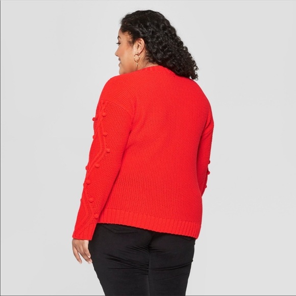 AVA + VIV▪️Coral Orange Pom Pom Sweater. 1X - Picture 3 of 8